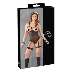   Cottelli Bondage - body y esposas con anillas metálicas - negro - M