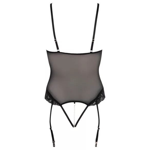 Cottelli Bondage - body y esposas con anillas metálicas - negro - L