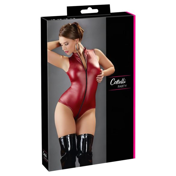 Cottelli Fiesta - Body sin mangas brillante con cremallera (rojo) - M