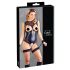 Cottelli Bondage - body brillante abierto y esposas (negro) - L