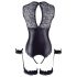 Cottelli Bondage - body brillante abierto y esposas (negro) - L