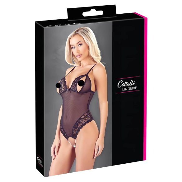 Cottelli - Body abierto negro encaje con perlas