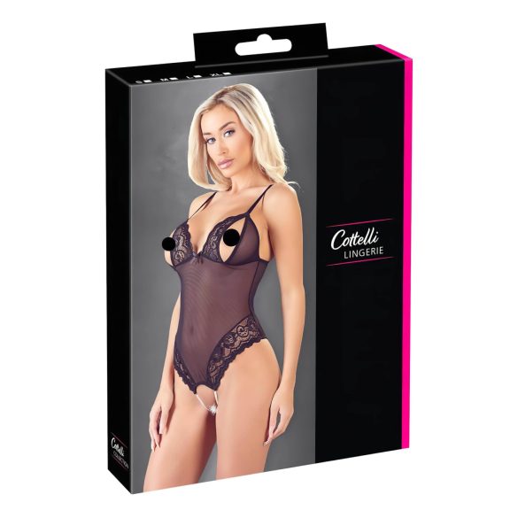 Cottelli - Body abierto negro encaje con perlas