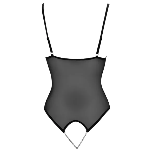 Cottelli - body abierto con encaje y perlas - negro