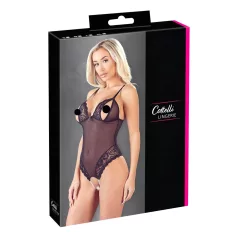 Cottelli - body abierto con encaje y perlas - negro - M