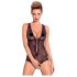 Obsessive Fiorenta: Cuerpo de encaje negro abierto con perlas - L/XL