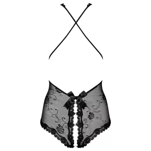 Obsessive Fiorenta - body abierto de encaje con perlas - negro - L/XL