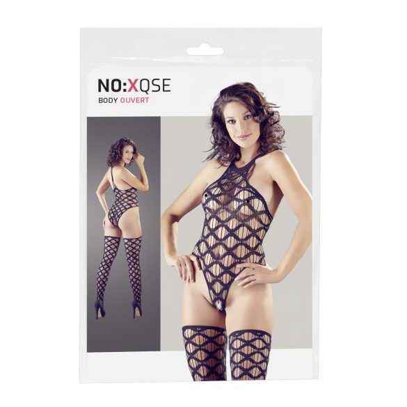 NO:XQSE - Conjunto de body ondulado y medias hasta el muslo - negro (S-L)