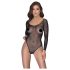 NO:XQSE - body de malla brillante con manga larga - negro (Tallas S-L)