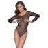 NO:XQSE - body de malla brillante con manga larga - negro (Tallas S-L)