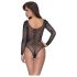 NO:XQSE - body de malla brillante con manga larga - negro (Tallas S-L)