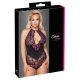 Cottelli Plus Size - Body floral (negro-violeta) - 3XL
