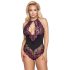 Cottelli Plus Size - Body floral (negro-violeta) - 4XL