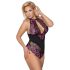 Cottelli Plus Size - Body floral (negro-violeta) - 4XL