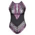Cottelli Plus Size - Body floral (negro-violeta) - 4XL