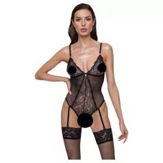 Cottelli - body abierto con encaje y liguero - negro