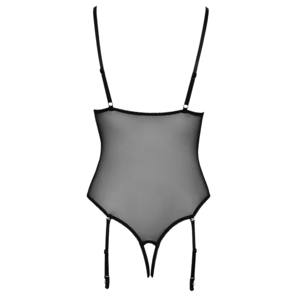 Cottelli - body abierto con encaje y liguero - negro - XL