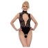 Abierta Fina - body negro con encaje y strass - M