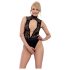 Abierta Fina - body negro con encaje y strass - M