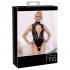 Abierta Fina - body abierto con encaje y strass (negro) - M