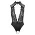 Abierta Fina - body negro con encaje y strass - M