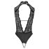 Abierta Fina - body negro con encaje y strass - M