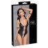 Cottelli Bondage - body abierto con aros, negro brillante - XL