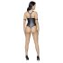 Cottelli Bondage - body abierto con aros, negro brillante - XL