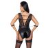Cottelli Bondage - body negro con encaje y cuello halter - M