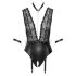 Cottelli Bondage - body negro con encaje y cuello halter - L