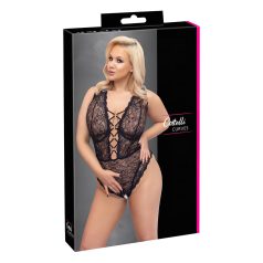   Cottelli Curves Talla Plus - body negro transparente y estampado
