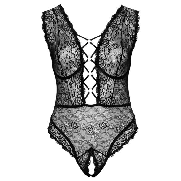 Cottelli Curves Plus Size - body transparente estampado - negro