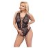 Cottelli Curves Plus Size - body transparente estampado - negro - 90D/XL