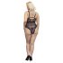 Cottelli Curves Plus Size - body transparente estampado - negro - 90D/XL