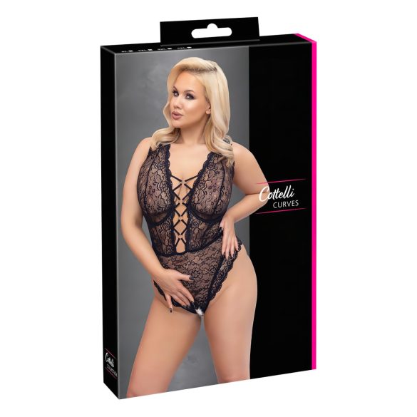 Cottelli Curves Talla Plus - body negro transparente y estampado - 95F/2XL
