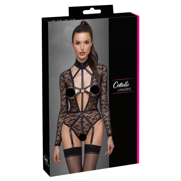 Cottelli - body de tirantes transparente - negro - L