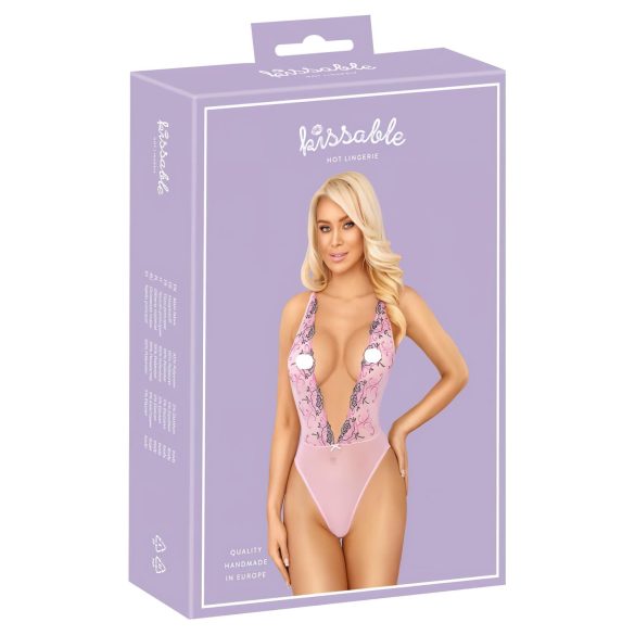 Kissable - body rosa bordado con flores