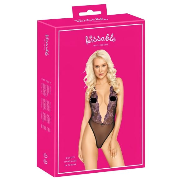 Besable - body negro con bordado rosa