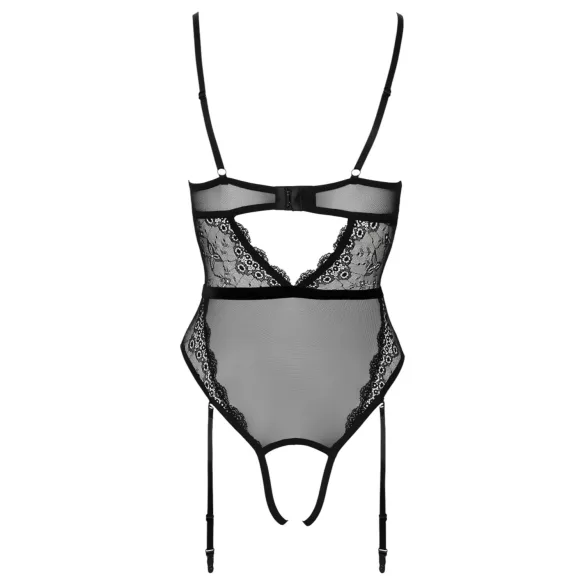 Cottelli - body abierto con liguero y tirantes - encaje negro