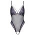Cottelli - Body de encaje abierto bordado (negro-morado)