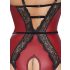 Abierta Fina: Body abierto con liguero (negro-rojo)