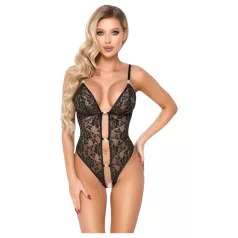 Body Abierto de Encaje con Strass (Negro)