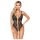 Abierta Fina - body abierto de encaje con strass (negro) - M