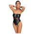 Cottelli Bondage - Body brillante y esposas para brazos (negro) - M