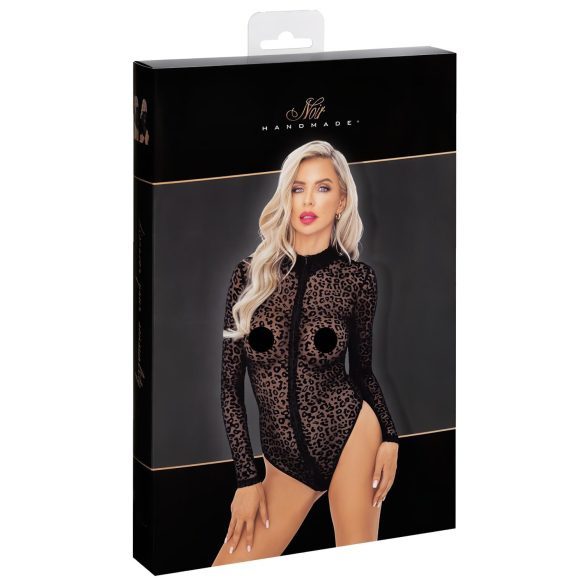 Noir - body de manga larga con estampado de leopardo (negro)