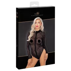   Noir - body de manga larga con estampado de leopardo (negro) - M