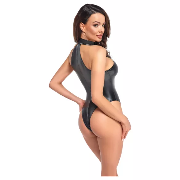 Noir - body negro brillante con tirantes al cuello - XL