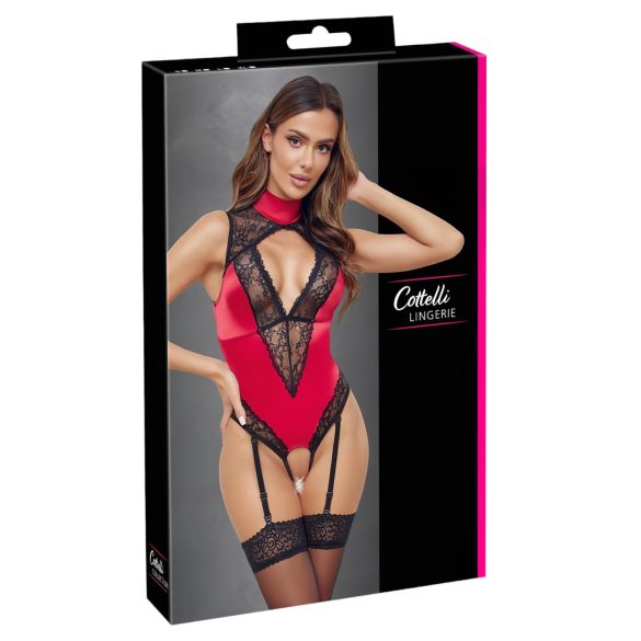 Cottelli - body de encaje con cuello halter - rojo - L