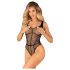 Obsessive B336 - Transparente, body de red abierto (negro) - Tallas S-L