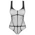 Obsessive B336 - Transparente, body de red abierto (negro) - Tallas S-L